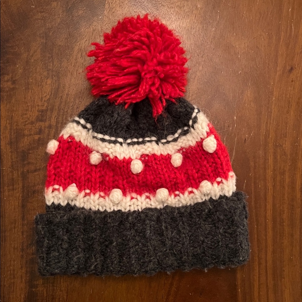 J. Crew Chunky Knit Bobble Beanie in Stripe